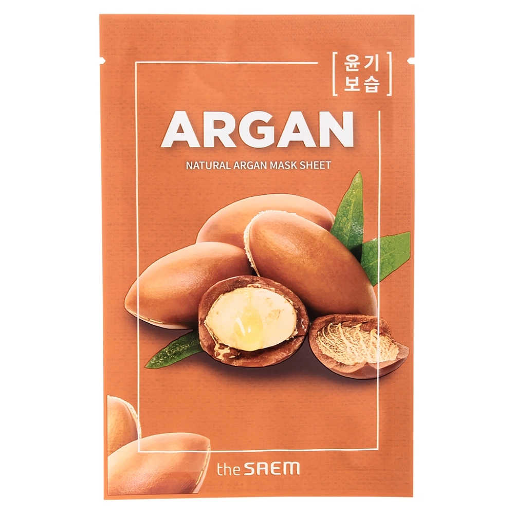 THE SAEM , Маска для лица тканевая ЭКСТРАКТ АРГАНЫ Natural Argan Mask Sheet, 21 мл